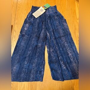 NWT Womens Wide Leg Pull On Sumatra Pants Boho Batik Rayon Indie Batik XS